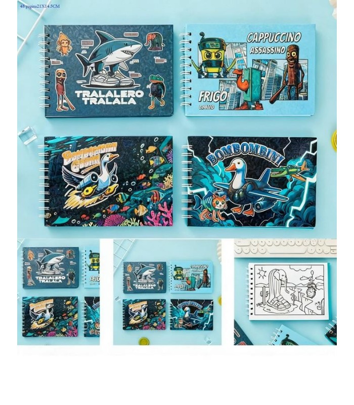 CUADERNO P-PINTAR 48HJ 15X21 TRALALA BRAINROT 4D