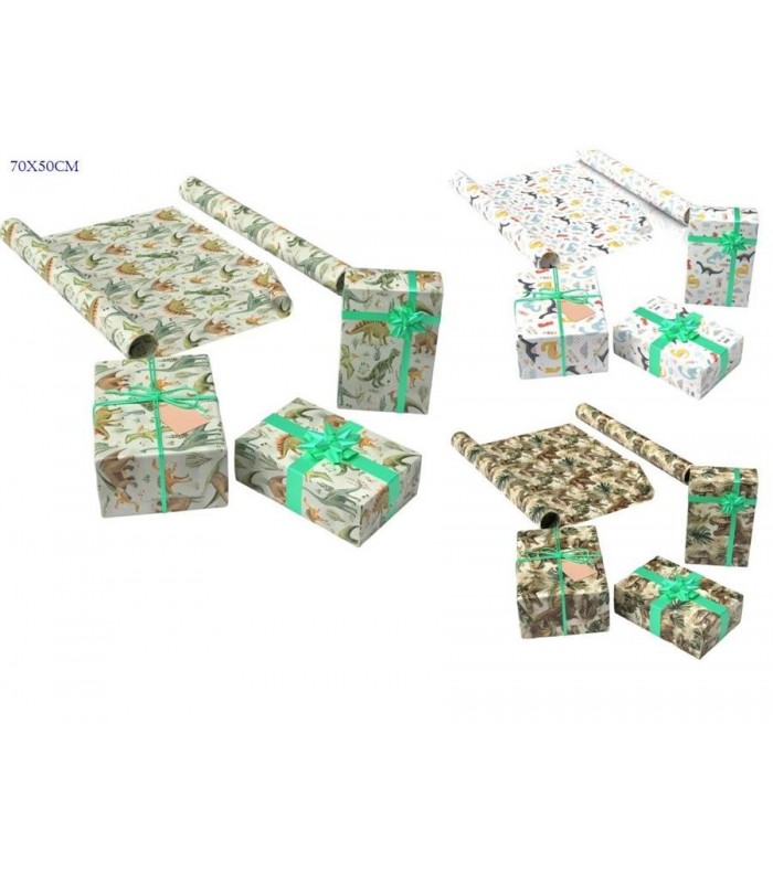 PAPEL DE REGALO 6PCS 70X50 DINO 3C 144251
