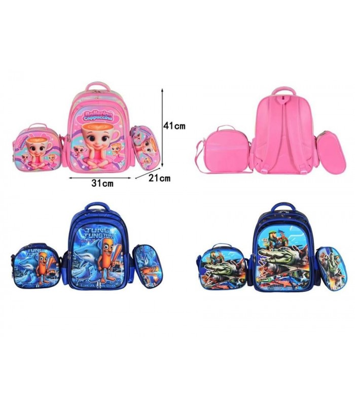 MOCHILA 3PCS N16 40CM TRALALA BRAINROT 144131