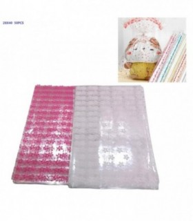 BOLSA DE REGALO 50PCS 28X40 2C FLOR TRANSP.134569