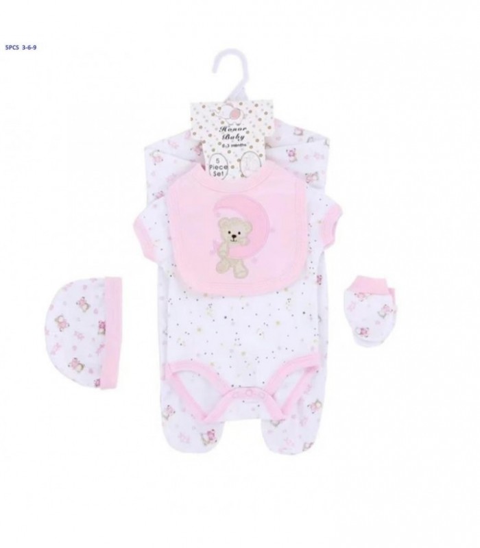 KIT.BEBE 5PCS 03-6-9 NENA MACA-BODY-GORRA 13805