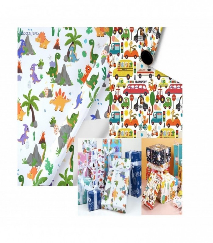 PAPEL DE REGALO 6PCS 70X50CM DISE.145303