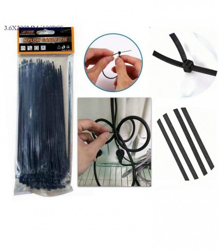 PRECINTA 3.6X200MM 100PCS NEGRO 131519