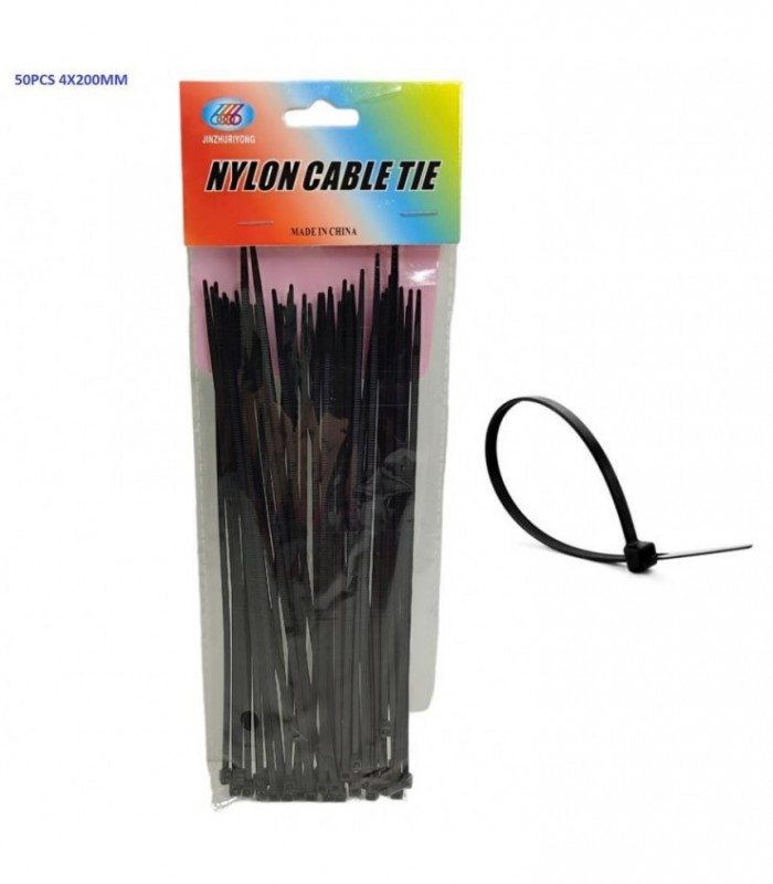 PRECINTA NEGRO 50PCS 4X200MM NYLON 137907