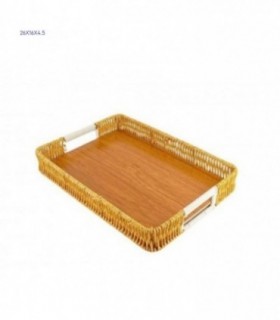 BANDEJA 26X16X4.5CM RECT.MADERA 146124-P