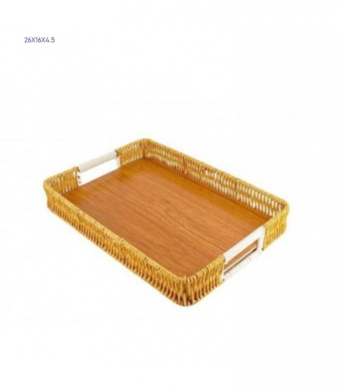 BANDEJA 26X16X4.5CM RECT.MADERA 146124-P