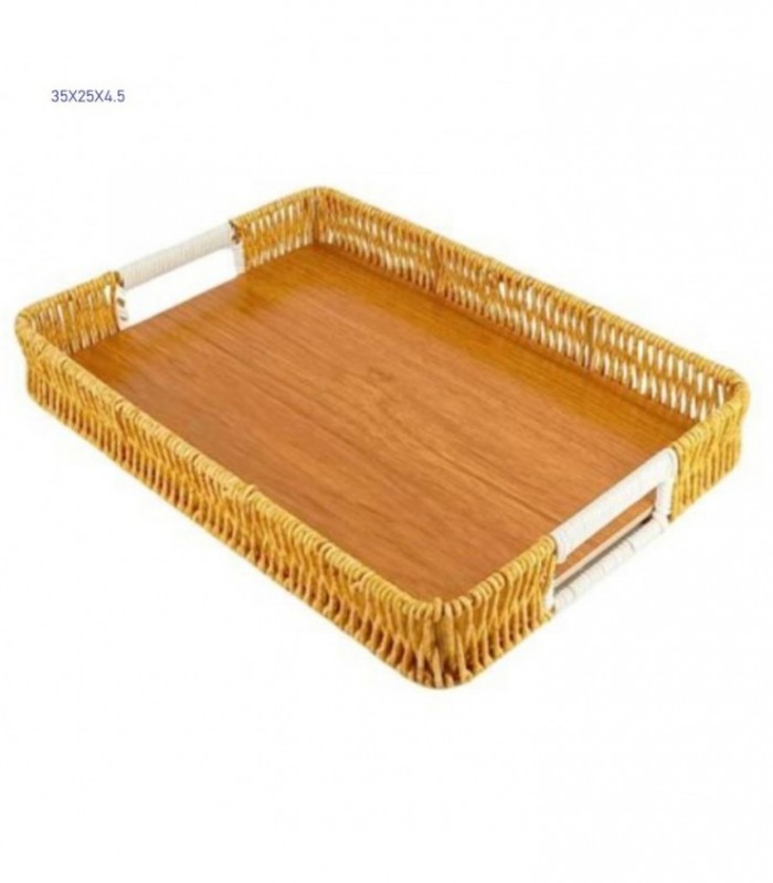 BANDEJA 35X25X4.5CM RECT.MADERA 146124-G