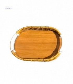 BANDEJA 27X17X4.5CM OVAL MADERA 146125-P