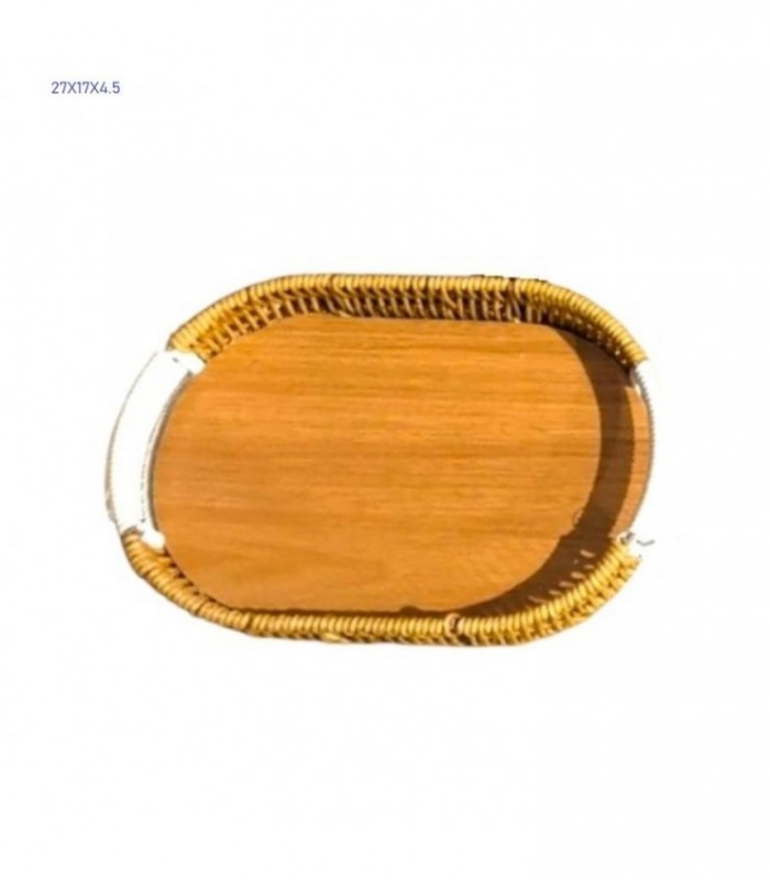 BANDEJA 27X17X4.5CM OVAL MADERA 146125-P
