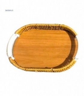 BANDEJA 36X26X4.5CM OVAL MADERA 146125-G