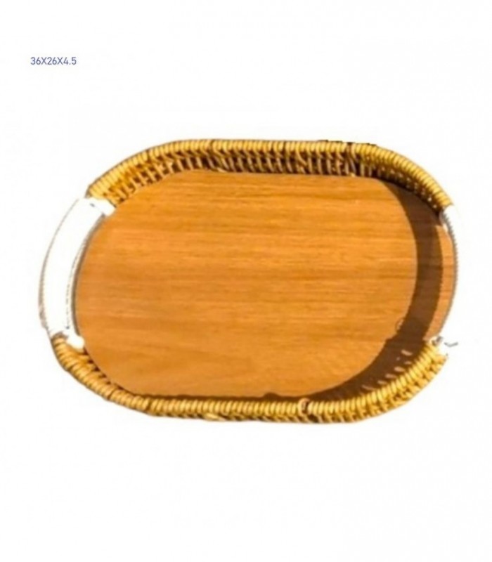 BANDEJA 36X26X4.5CM OVAL MADERA 146125-G