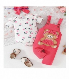 MACACON BEBE 3PCS VINCHA-BODY OSO ROJO 142694