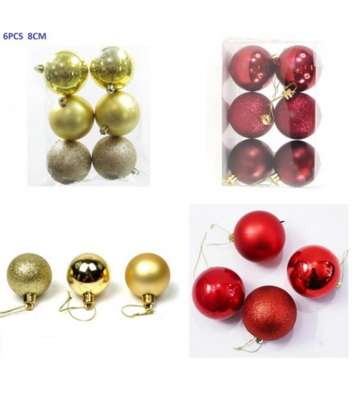 PELOTA DE NAVIDAD 8CM 6PCS 2C 138760
