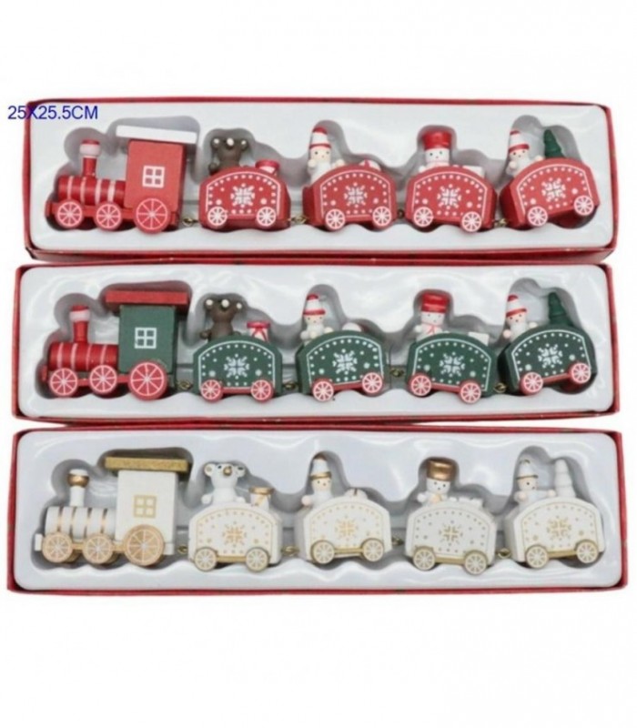 TREN MADERA NAVIDAD 5PCS 25.5X5.5CM  1419