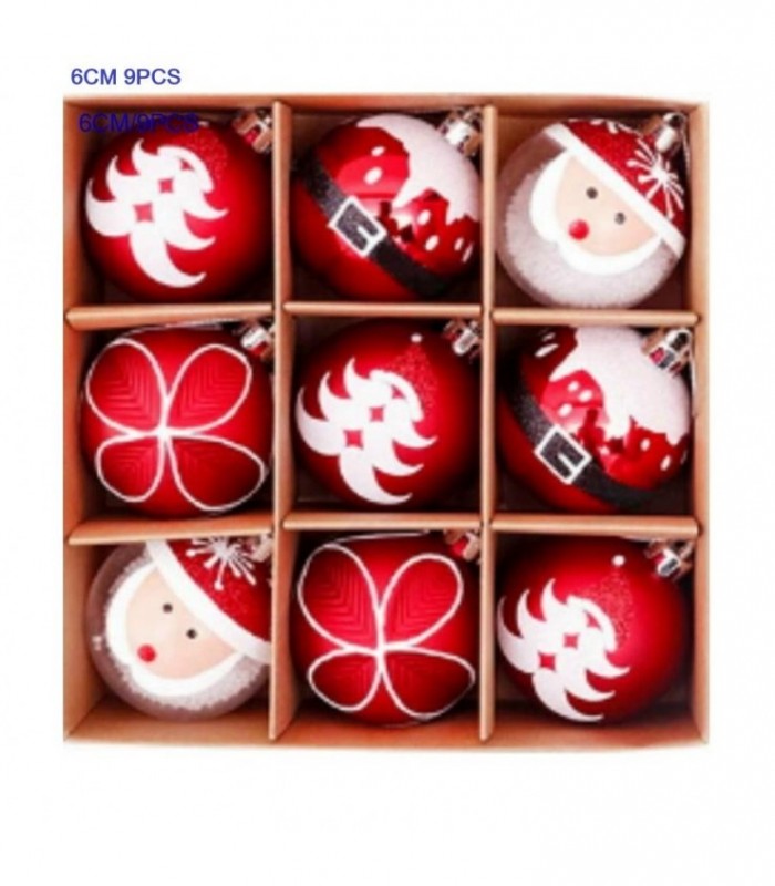 PELOTA DE NAVIDAD 6CM 9PCS C-DISEÑOS 141825