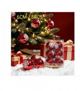 PELOTA DE NAVIDAD 6CM 6PCS ROJO 146204