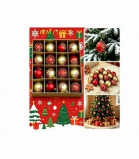 PELOTA DE NAVIDAD 6CM 16PCS ROJO-DORADO 146205