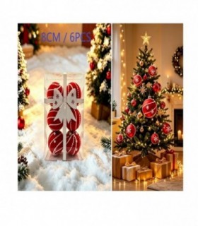 PELOTA DE NAVIDAD 8CM 6PCS ROJO 146223