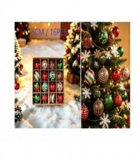 PELOTA DE NAVIDAD 8CM 16PCS MIXTO 146228
