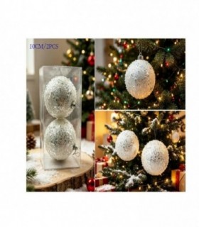 PELOTA DE NAVIDAD 10CM 2PCS BLANCO 146233
