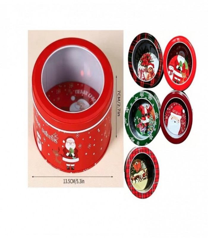 LATA NAVIDAD 13.5X7CM RED.5C TAPA TRANSP.146582