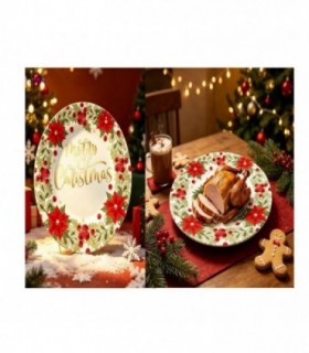 POSA PLATO NAVIDAD 33CM MERRY CRISTMA FLOR 146781