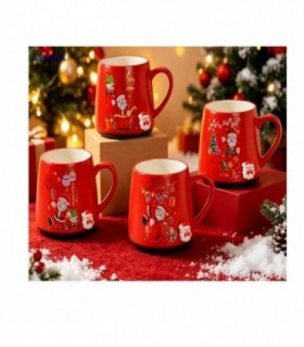 TAZA NAVIDAD PORC.ROJO 8.5X9.8CM 146536