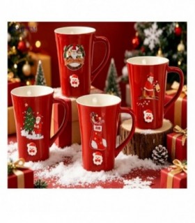 TAZA NAVIDAD PORC.ROJO 9.2X11.7CM 146540