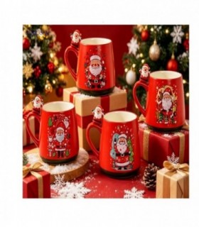 TAZA NAVIDAD PORC.ROJO 8.5X8.4CM 146544