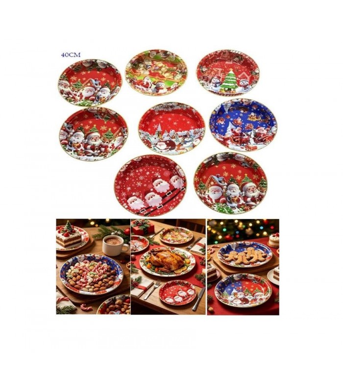BANDEJA NAVIDAD 40CM RED.PLASTIC.8D 146608