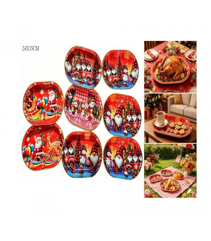 BANDEJA NAVIDAD 24X35CM OVAL PLASTIC.7D 146623