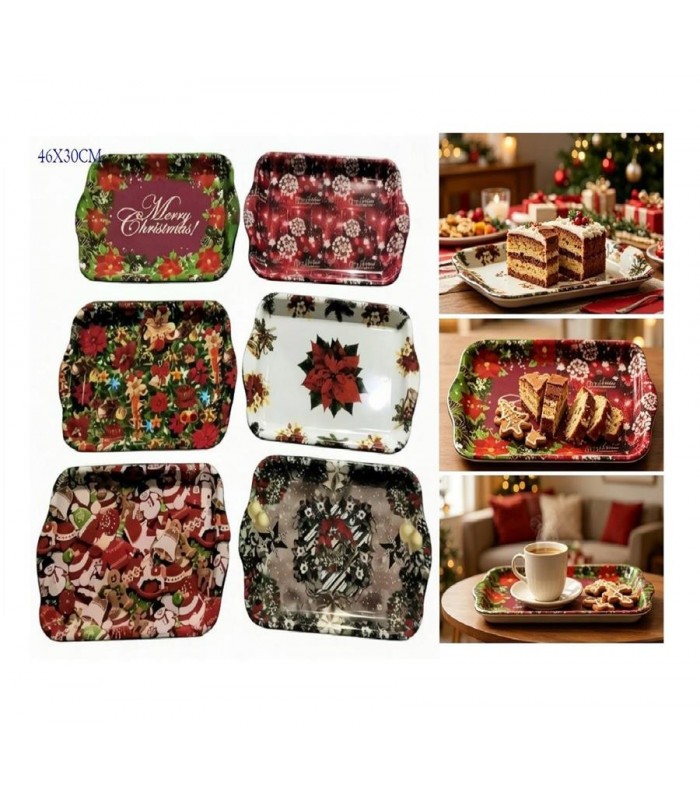 BANDEJA NAVIDAD 46X30CM RECT.PLAST.6D 146638