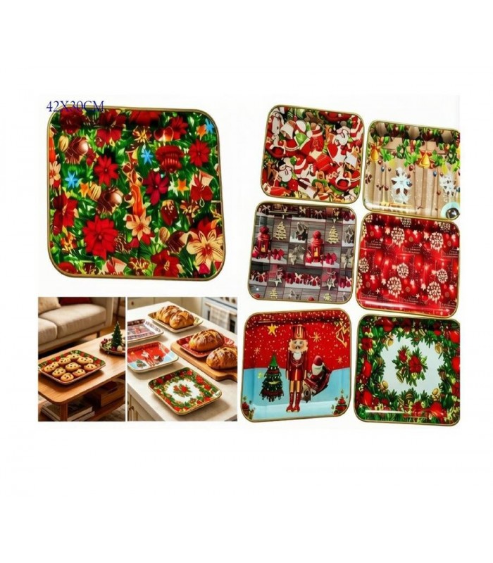 BANDEJA NAVIDAD 42X30CM RECT.PLAST.7D 146643