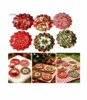 BANDEJA NAVIDAD 26.5CM RED.PLASTIC.6D 146646