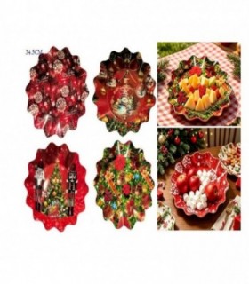 BANDEJA NAVIDAD 34.5CM RED PLASTIC.4D 146648