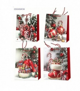 BOLSA DE REGALO NAVIDAD 32X26X10CM 4D PAPEL FD371M