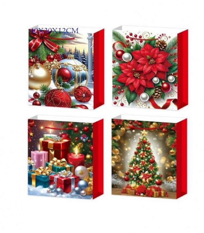 BOLSA DE REGALO NAVIDAD 30X40X12CM PAPEL FD7381L