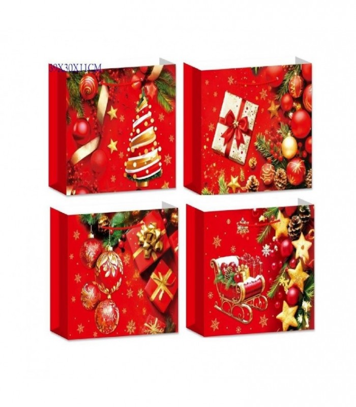 BOLSA DE REGALO NAVIDAD 39X30X11CM PAPEL FD7390HL