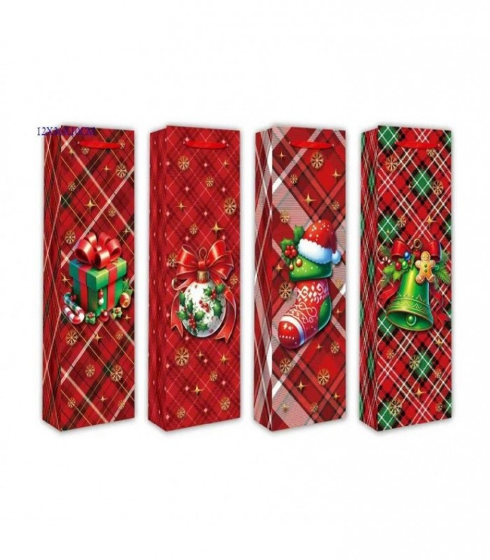 BOLSA DE REGALO NAVIDAD P-VINO 36X12X10CM FDC209