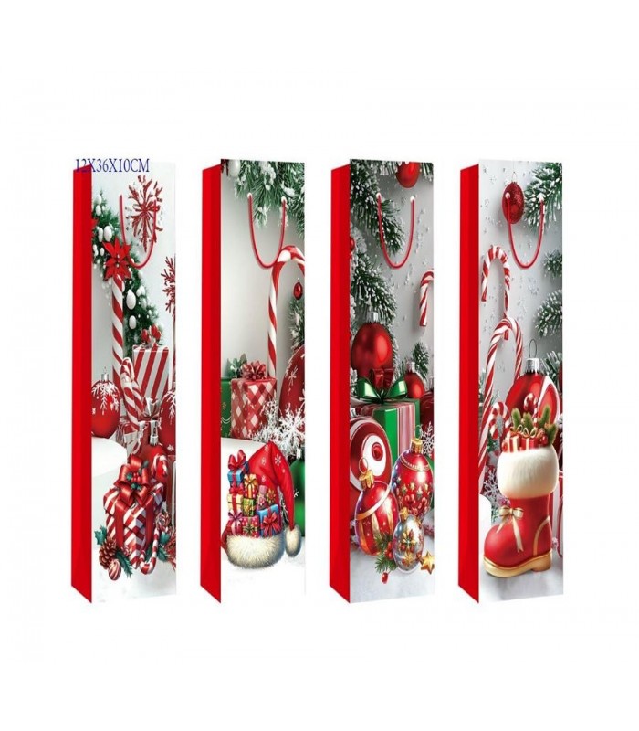 BOLSA DE REGALO NAVIDAD P-VINO 12X36X10CM FDC380