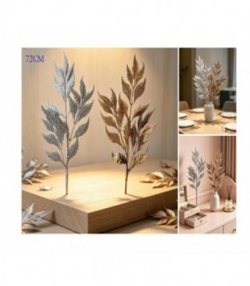 FLOR DE NAVIDAD 72CM PLATA-DORADO HOJA 146282