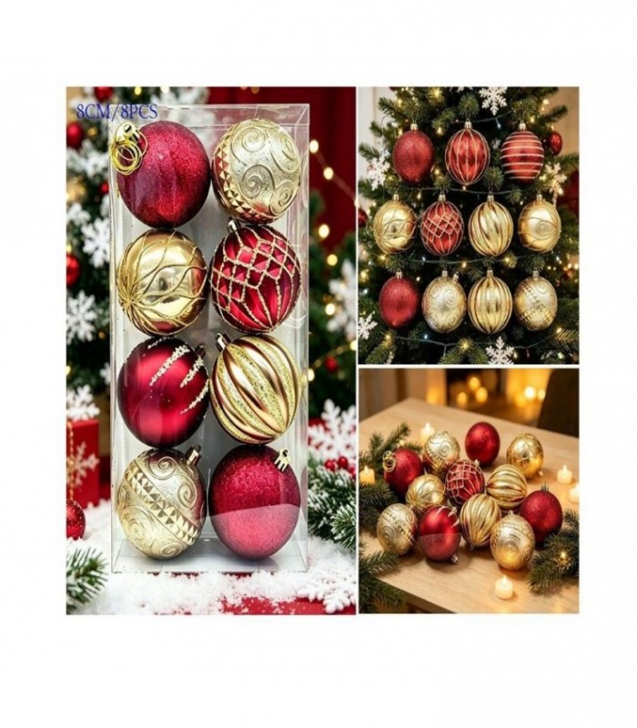 PELOTA DE NAVIDAD 8CM 8PCS DORADO C-GRAN.146247