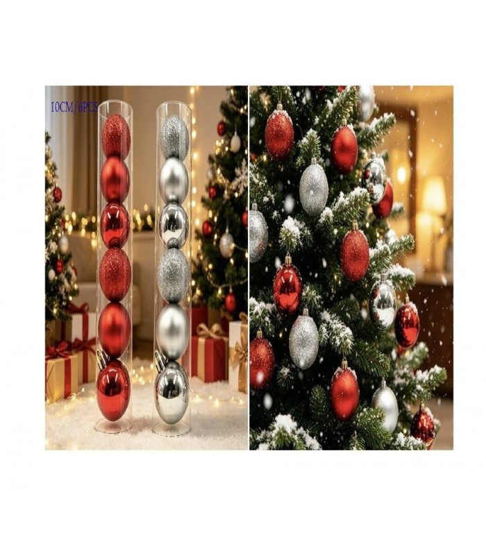 PELOTA DE NAVIDAD 10CM 6PCS 3C TUBO 146237