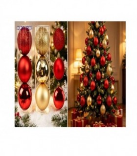 PELOTA DE NAVIDAD 12CM 3PCS DORADO-ROJO 146236