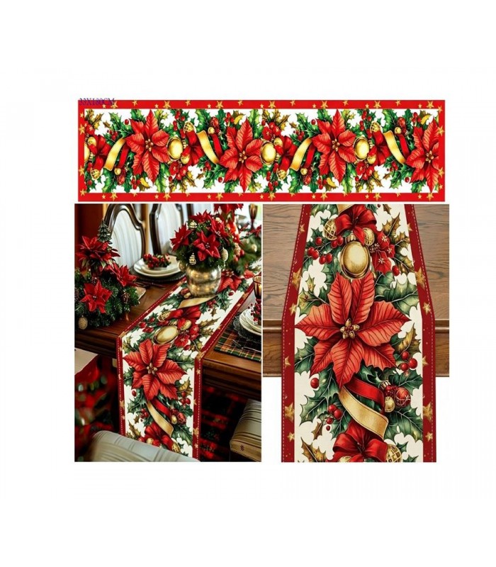 CAMINERO P-MESA 33X180CM NAVIDAD FLOR 146662