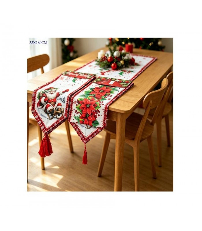 CAMINERO P-MESA 33X180CM NAVIDAD -CPOMPOM 146664